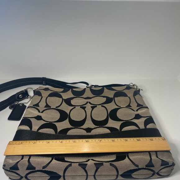 Coach Black and Taupe Signature Crossbody Purse - Picture 7 of 10